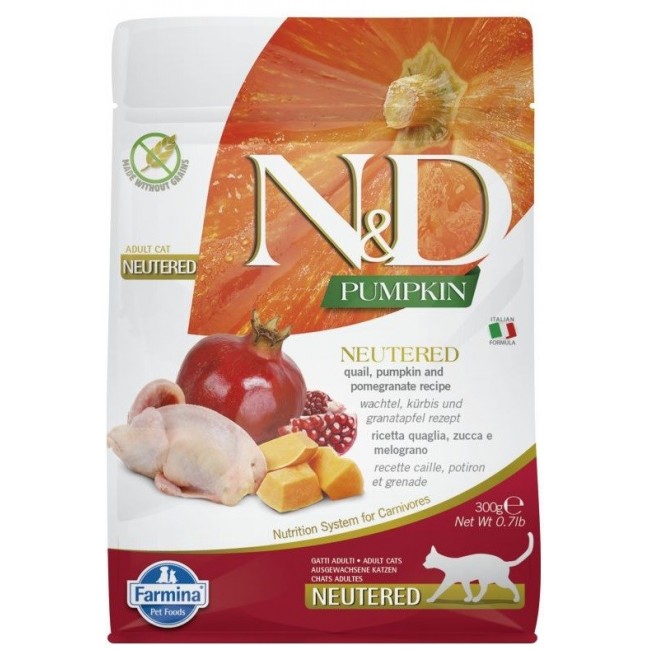 FARMINA N&D Pumpkin Cat Quail and Pomegranate Neutered Adult - dry cat food - 300 g FARMINA N&D Pumpkin Cat Quail and Pomegranate Neutered Adult - dry cat food - 300 g