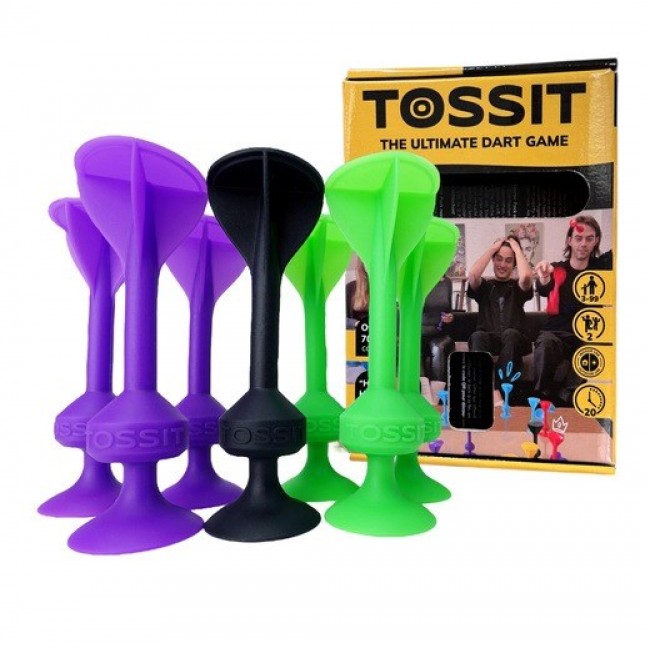 Dart game with silicone suction cups TOSSIT Starter Set green and purple