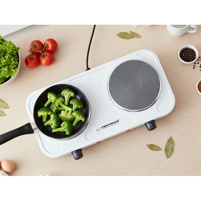 Esperanza EKH010W Adjustable electric cooker, 2 heating fields, white