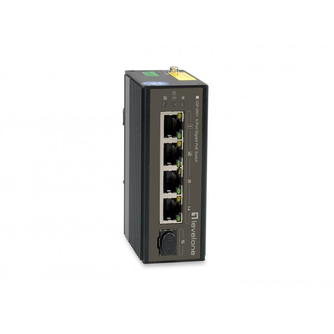 LevelOne 5-Port Gigabit Industrial Switch, DIN-Rail, -30 C to 65 C