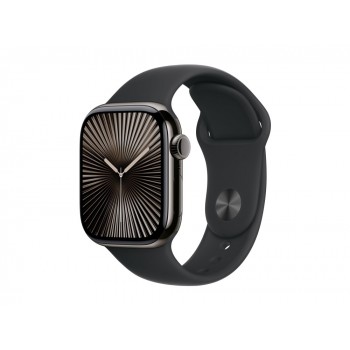 Apple Watch Series 10 GPS + Cellular 42mm Slate Titanium Case with Black Sport Band - S/M