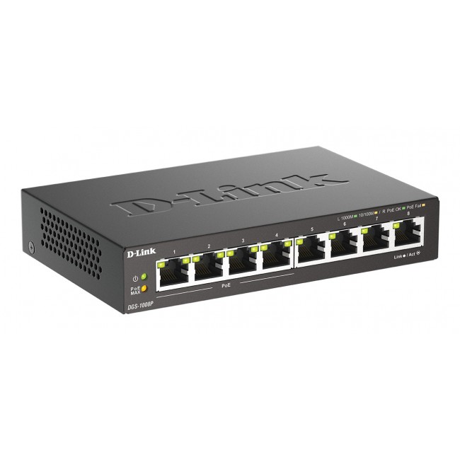 D-Link 8-Port Gigabit PoE Unmanaged Desktop Switch D-Link 8-Port Gigabit PoE Unmanaged Desktop Switch