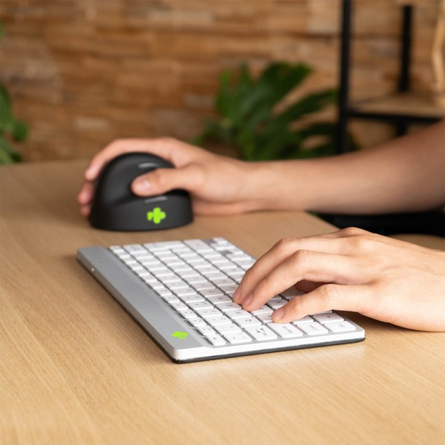 R-Go Tools Ergonomic keyboard R-Go Compact Break, compact keyboard with break software, QWERTY (US), Bluetooth, white