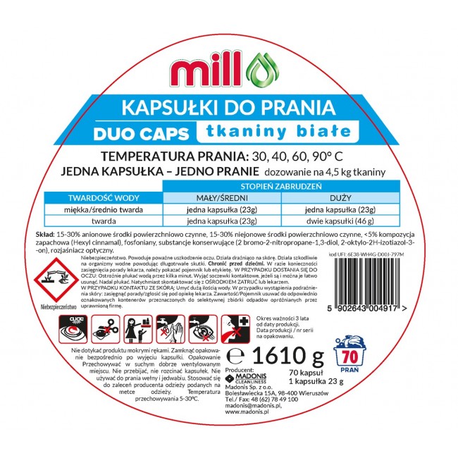 MILL PRO 2k laundry capsules White 70 pcs (bulk pack of 4) MILL PRO 2k laundry capsules White 70 pcs (bulk pack of 4)