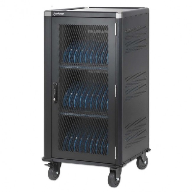Manhattan Laptop Charging Cabinet Trolley/Cart via USB-C 65W 16