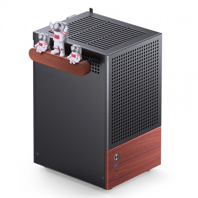 Jonsbo T6 PC Case, Mini-Tower, Mini-ITX, Tempered Glass, Wood, black