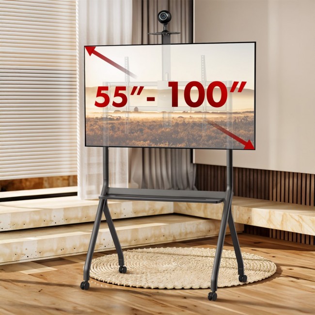Maclean TV stand / cart, camera shelf, on casters, 55-100 Maclean TV stand / cart, camera shelf, on casters, 55-100
