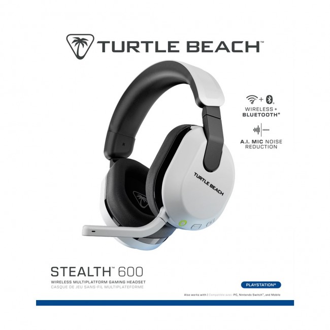 Turtle Beach Stealth 600 White PlayStation Wireless Gaming Headset with up to 80 hour Battery, 50mm Speakers and Bluetooth for PS5, PS4, PC and Mobile
