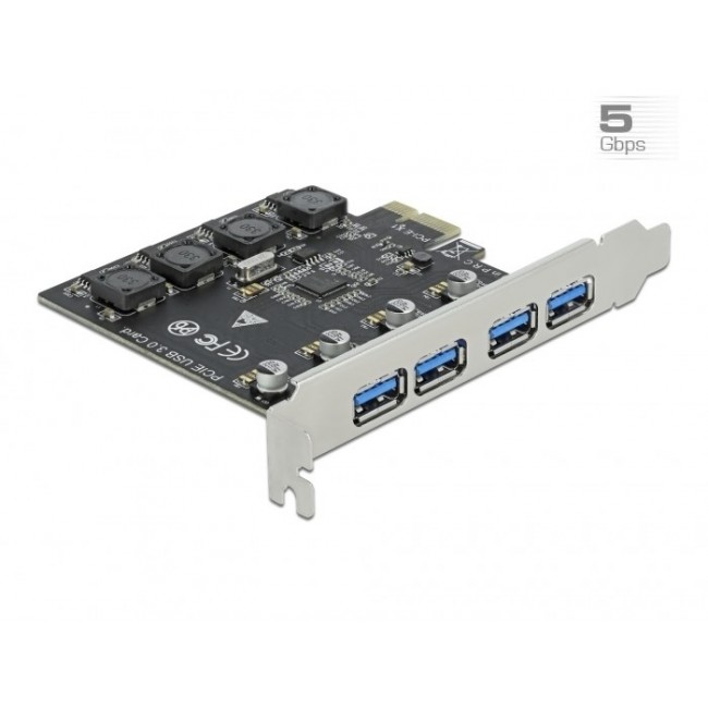 DeLOCK PCI Express x1 Card to 4 x external USB Type-A female SuperSpeed USB (USB 3.2 Gen 1)