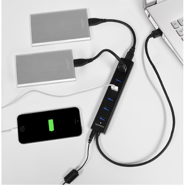 AXAGON HUE-SA7BP - hub - 7 porte