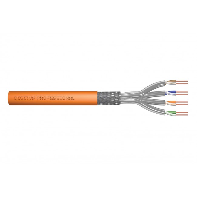 DIGITUS Cat.7 Installation Cable, S/FTP, B2ca, AWG 23/1, LSOH, 100m, orange DIGITUS Cat.7 Installation Cable, S/FTP, B2ca, AWG 23/1, LSOH, 100m, orange