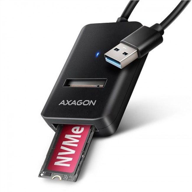 Axagon ADM2-AM USB-A 10Gbps - M.2 NVMe & SATA SSD adapt r, kabelis USB-A 10cm SSD enclosure Black