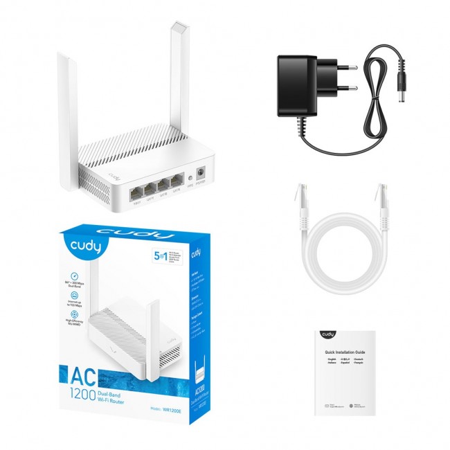 Cudy WR1200E wireless router Fast Ethernet Dual-band (2.4 GHz / 5 GHz) White