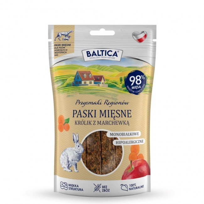 BALTICA Przysmaki Region w Meat Strips Rabbit with Carrot dog treat 90 g