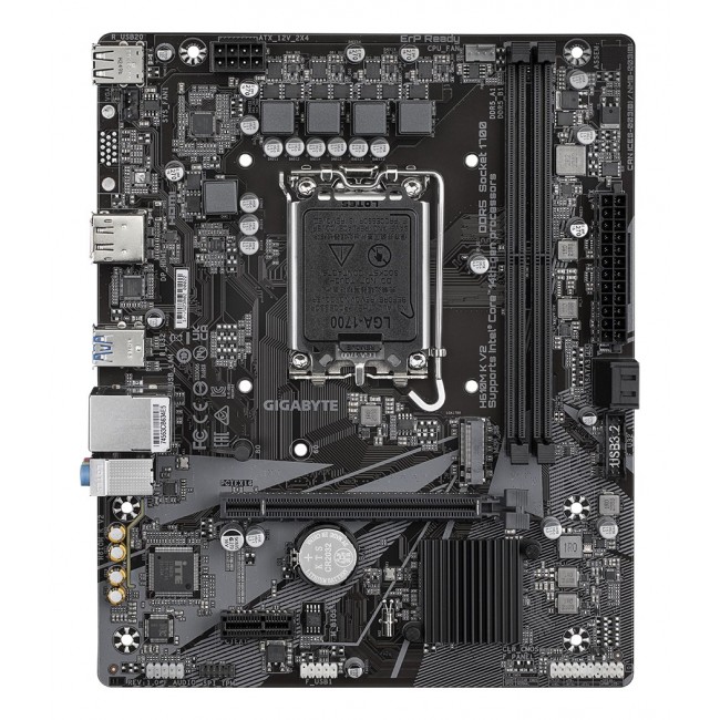 GIGABYTE H610M K V2 Motherboard - Intel Core 14th CPUs, up to 5600MHz DDR5, 1xPCIe 3.0 M.2, 1GbE LAN, USB 3.2 Gen 1 GIGABYTE H610M K V2 Motherboard - Intel Core 14th CPUs, up to 5600MHz DDR5, 1xPCIe 3.0 M.2, 1GbE LAN, USB 3.2 Gen 1
