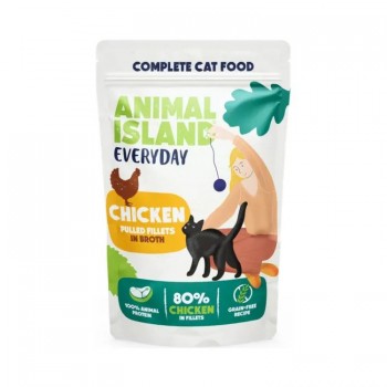 ANIMAL ISLAND Everyday Chicken pulled fillets in broth - wet cat food - 85g