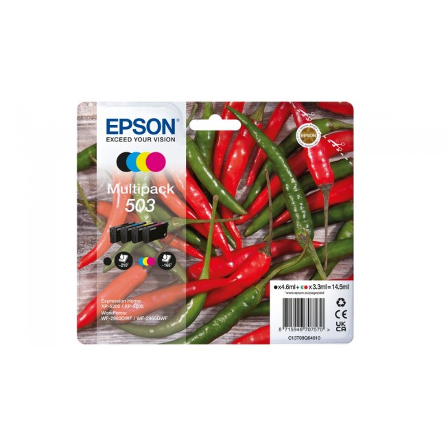 Epson 503 ink cartridge 4 pc(s) Original Standard Yield Black, Cyan, Magenta, Yellow Epson 503 ink cartridge 4 pc(s) Original Standard Yield Black, Cyan, Magenta, Yellow