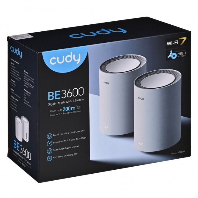 Cudy M3600 Dual-band (2.4 GHz / 5 GHz) Wi-Fi 7 (802.11be) White 3 Internal