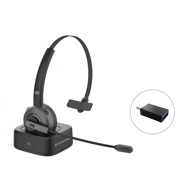 Conceptronic POLONA Wireless Bluetooth Headset with Charging Dock
