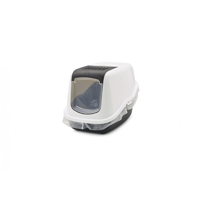 SAVIC Nestor White-Black - Covered Cat Litter Box - 56x39x38.5 cm - 1 pc SAVIC Nestor White-Black - Covered Cat Litter Box - 56x39x38.5 cm - 1 pc