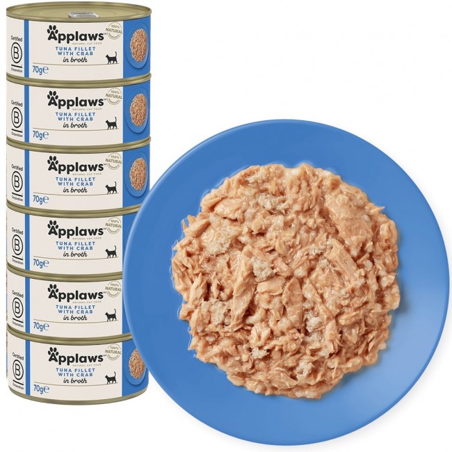 APPLAWS Tuna fillet with crab in broth - wet cat food - 6x70g