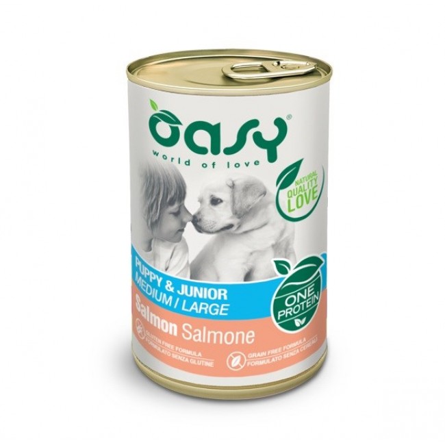 OASY One Protein Puppy & Junior Medium/Large Salmon - wet dog food - 400g