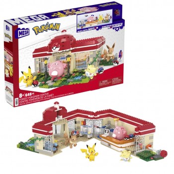 MEGA Pok mon Building Toy Kit, Forest Center (648 Pieces) with 4 Action Figures