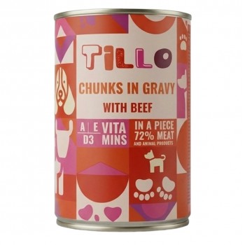 TILLO Chunks in gravy Beef - wet dog food - 415g