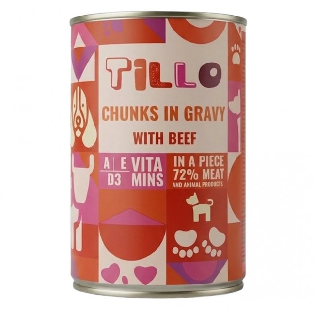 TILLO Chunks in gravy Beef - wet dog food - 415g TILLO Chunks in gravy Beef - wet dog food - 415g