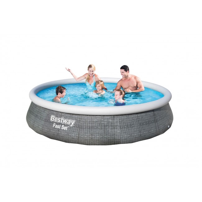 Bestway Fast Set 57376 above ground pool Inflatable pool Round 7340 L Grey Bestway Fast Set 57376 above ground pool Inflatable pool Round 7340 L Grey