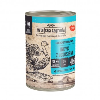 WIEJSKA ZAGRODA Turkey with salmon - wet cat food - 400g