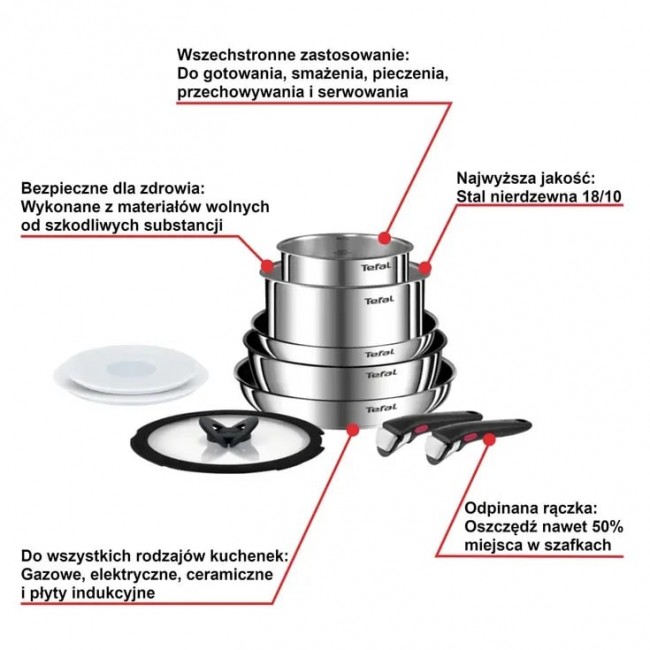 TEFAL Ingenio Emotion 10-piece cookware set L897SA74 TEFAL Ingenio Emotion 10-piece cookware set L897SA74