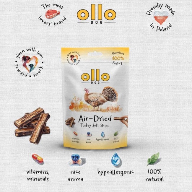 OLLO Air-Dried Turkey strips - dog treat - 80g