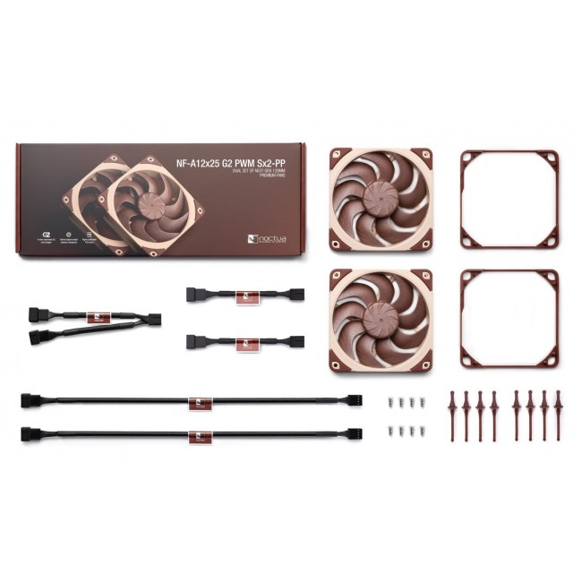 Noctua NF-A12X25 G2 PWM SX2-PP computer cooling system Computer case Fan 12 cm Beige 2 pc(s)