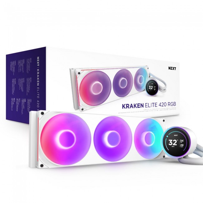NZXT Kraken Elite 420 RGB Processor All-in-one liquid cooler 14 cm White 1 pc(s)