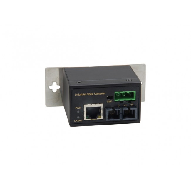 LevelOne RJ45 to SC Fast Ethernet Industrial Media Converter, Multi-Mode Fiber, 2km, -40 C to 75 C