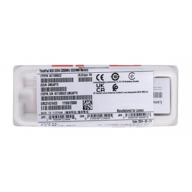 Lenovo 4X71D09532 memory module 8 GB 1 x 8 GB DDR4 3200 MHz Lenovo 4X71D09532 memory module 8 GB 1 x 8 GB DDR4 3200 MHz