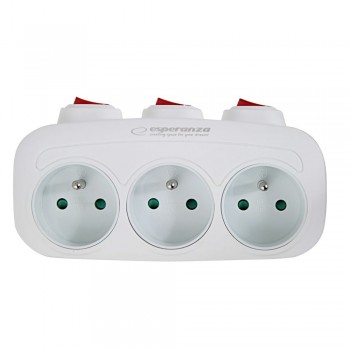 Esperanza ELK307W Electrical Splitter 3 sockets switch White
