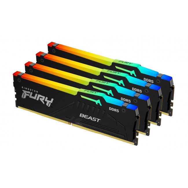 Kingston Technology FURY Beast 128GB 5600MT/s DDR5 CL40 DIMM (Kit of 4) RGB XMP Kingston Technology FURY Beast 128GB 5600MT/s DDR5 CL40 DIMM (Kit of 4) RGB XMP