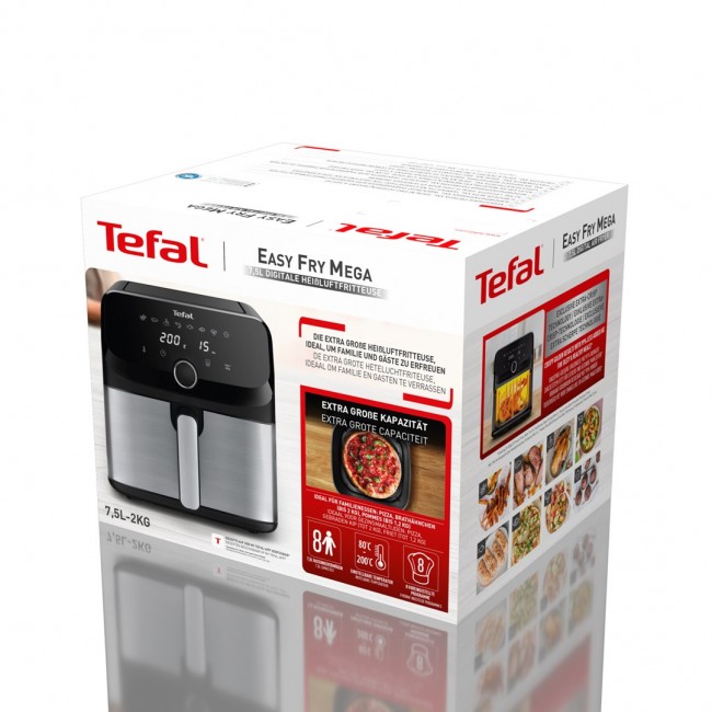 Tefal Easy Fry Mega EY855D10 fryer Single 7.5 L Stand-alone 2020 W Hot air fryer Black, Stainless steel