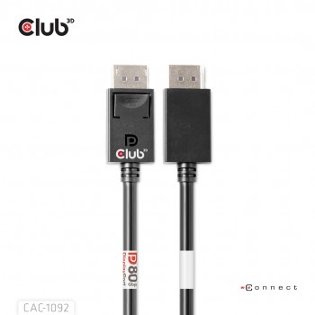 CLUB3D DisplayPort 2.1 Bi-Directional VESA DP80 Certified Cable 4K240Hz, 8K60Hz or 10K60Hz M/M 1.6m/5.25ft