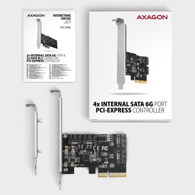Axagon PCES-SA4X4 PCIe controller - 4x internal SATA 6G port, ASM1164, SP & LP