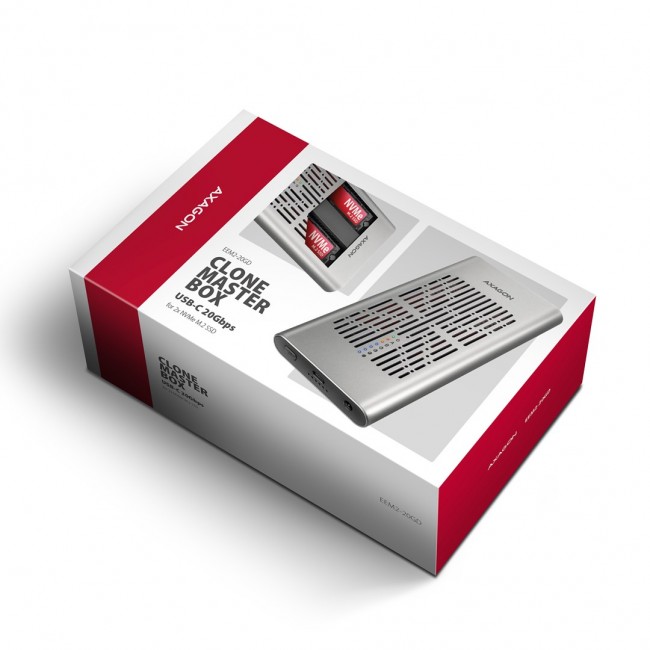 Axagon EEM2-20GD USB-C 20Gbps Dual M.2 NVMe SSD CLONE MASTER Enclosure