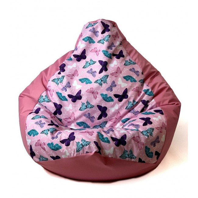 Sako bag pouffe Pear print dark pink-butterfly L 105 x 80 cm