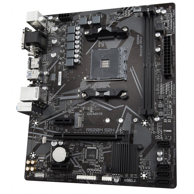 GIGABYTE A520M S2H Motherboard - Supports AMD Ryzen 5000 Series AM4 CPUs, 4+3 Phases Pure Digital VRM, up to 5100MHz DDR4 (OC), PCIe 3.0 x4 M.2, GbE LAN, USB 3.2 Gen 1 GIGABYTE A520M S2H Motherboard - Supports AMD Ryzen 5000 Series AM4 CPUs, 4+3 Phases Pure Digital VRM, up to 5100MHz DDR4 (OC), PCIe 3.0 x4 M.2, GbE LAN, USB 3.2 Gen 1