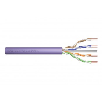 Installation cable DIGITUS cat.6, U/UTP, Dca, AWG23/1, LSOH, 305m, purple, cardboard