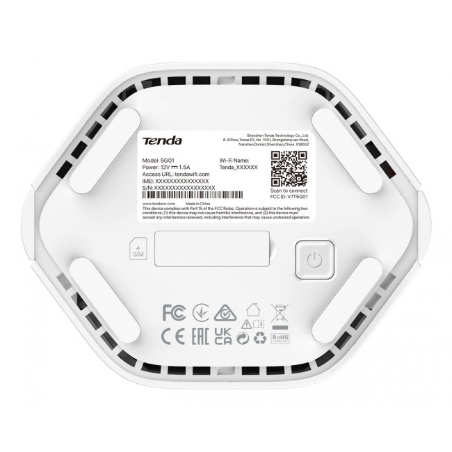 Tenda 5G01 wireless router Gigabit Ethernet Dual-band (2.4 GHz / 5 GHz) 5G White