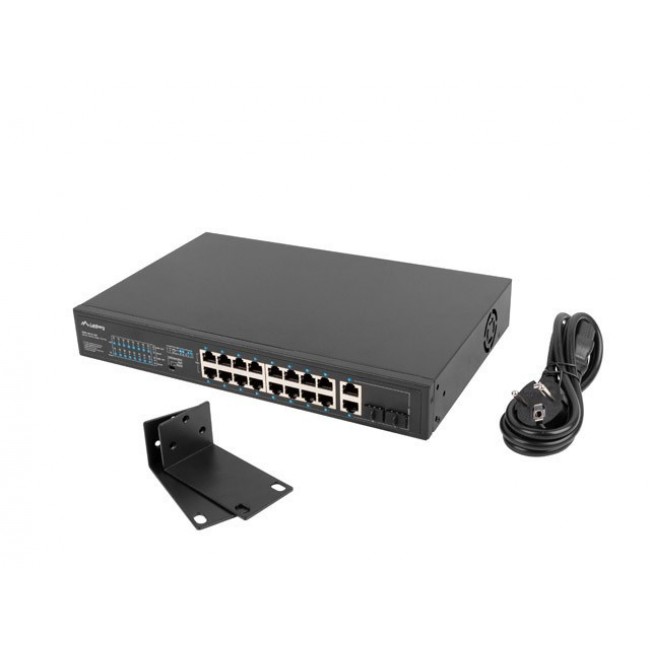 Lanberg RSFE-16P-2C-250 network switch Unmanaged Gigabit Ethernet (10/100/1000) Power over Ethernet (PoE) 1U Black