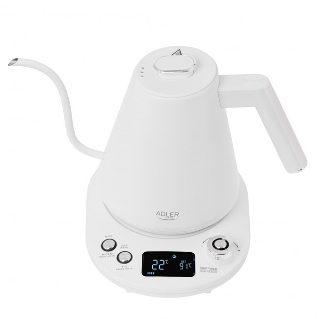 Electric kettle ADLER AD 1349w with long spout 1.0L White Electric kettle ADLER AD 1349w with long spout 1.0L White
