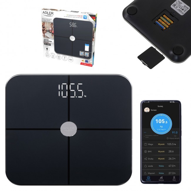 ADLER 8187b black bathroom scales